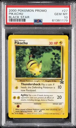 2000 POKEMON PROMO BLACK STAR #27 PIKACHU PSA 10 - Image 1