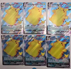 Pokemon TCG Surfing Pikachu VMAX 009/025 Lot of 6 Celebrations - Image 1