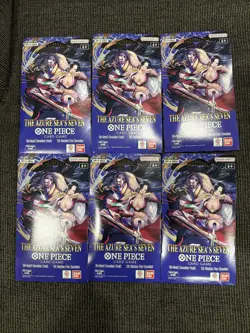 One Piece OP14 The Azure Sea’s Seven Sleeved Booster Pack Lot Of 6- Hot Item!! - Image 1