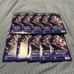 10 x One Piece OP14 - THE AZURE SEA’S SEVEN - Sleeved Blister Booster Packs Lot - Image 1