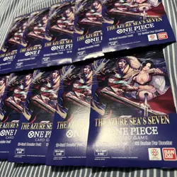 10 x One Piece OP14 - THE AZURE SEA’S SEVEN - Sleeved Blister Booster Packs Lot - Image 2