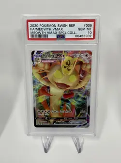 2020 Pokemon SWSH BSP FA Meowth VMAX 005 PSA Graded 10 Gem Mint Card - Image 1