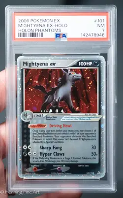 PSA 7 Mightyena EX Holo Card EX Holon Phantoms 101/110 Pokemon - Image 1