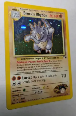 Pokemon TCG Brock's Rhydon Holo Card 002/132 - Image 1