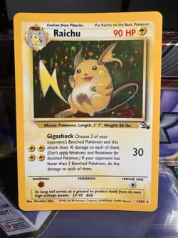 Pokemon Raichu 90 HP Holo Rare Fossil 14/62 English Card - Image 1