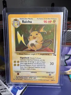 Pokemon Raichu 90 HP Holo Rare Fossil 14/62 English Card - Image 3