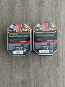 Pokemon TCG Mega Charizard X & Y Tins Art Set Of BOTH TINS - Brand New & Sealed! - Image 2