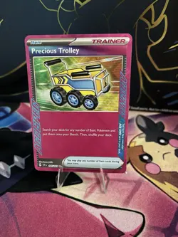 Pokemon TCG Precious Trolley 185/191 Sv08 Ace Spec Rare Holo Trainer - Image 1