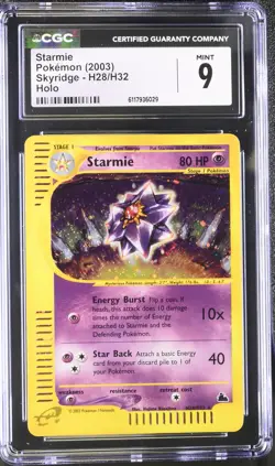 CGC 9 MINT Starmie 2003 Skyridge H28/H32 Holo Pokemon Card - Image 1