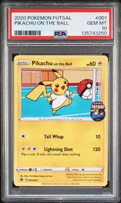 2020 POKEMON FUTSAL #001 PIKACHU ON THE BALL PSA 10 - Image 1