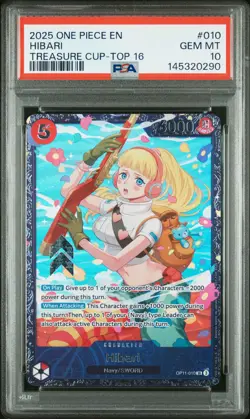 2025 ONE PIECE PROMOS TREASURE CUP-TOP 16 #010 HIBARI PSA 10 - Image 1
