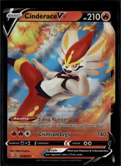 Cinderace V Ultra Rare Shining Fates 018/072 Fire Holofoil Pokemon Card - Image 1