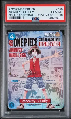 PSA 10 One Piece Card Monkey D. Luffy US College Basketball Voyage Promo - Image 1
