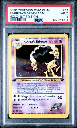 SABRINA'S ALAKAZAM 2000 Pokemon Gym Challenge 1st Edition Holo #16 - PSA 9 - Image 1