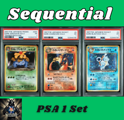 SEQ PSA 1 Dark Charizard 006 Venusaur 003 Blastoise 009 promo 3 6 9 Pokemon - Image 1
