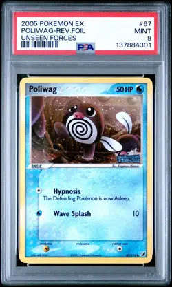 Pokemon Poliwag Unseen Forces Reverse Holo Common #67 PSA 9 MINT T1 - Image 1