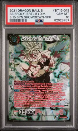 2021 Dragon Ball Super Card SS Broly Brutality GOLD Foil SPR BT15-019 PSA 10 - Image 1