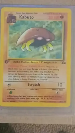 Pokemon TCG Kabuto Fossil Card 50/62 Regular Common 1st Edition - Image 1