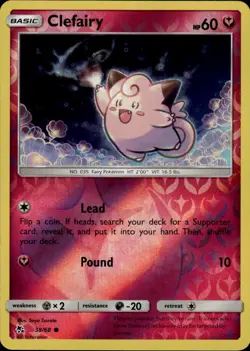 Clefairy 38 Common Hidden Fates 38/68 Fairy Reverse Holo Pokemon Card - Image 1