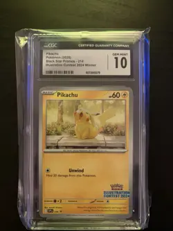 Pokemon CGC 10 Pikachu Black Star Promo Illustration Contest 2024 Winner - Image 1