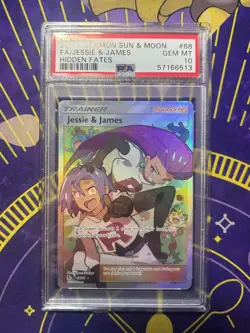 PSA 10 - Jesse And James - 68/68 - Full Art Trainer - Pokemon TCG - Hidden Fates - Image 1