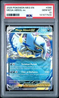 2025 Pokemon Mega Evolution Mega Absol ex 086/132 PSA 10 Gem Mint - Image 1