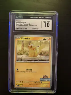 Pokemon CGC 10 Pikachu Black Star Promo #214 Illustration Contest 2024 Winner - Image 1