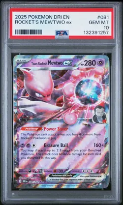 2025 POKEMON DRI EN-DESTINED RIVALS #081 TEAM ROCKET'S MEWTWO EX PSA 10 - Image 1