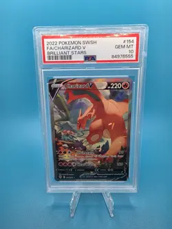 2022 POKEMON SWORD & SHIELD BRILLIANT STARS #154 FULL ART/CHARIZARD V PSA 10 - Image 1