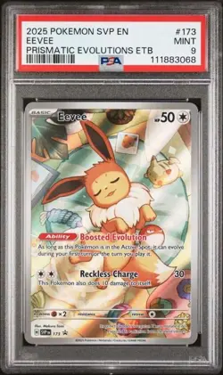 2025 POKEMON SVP EN-SV BLACK STAR PROMO PRISMATIC EVOLUTIONS ETB 173 EEVEE PSA 9 - Image 1