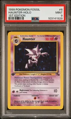 1999 POKEMON FOSSIL 1ST ED #6 HAUNTER-HOLO PSA 9 - Image 1