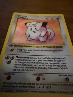1st Edition Clefairy Base set Shadowless Holo pokemon card 5/102 LP - Image 2