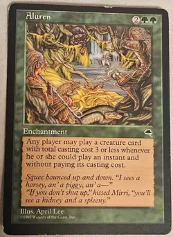 Wizards of the Coast Aluren Tempest Rare Green Enchantment Card 1997 April Lee - Image 1