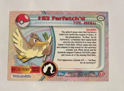 Topps Pokemon Card Farfetch'd Foil Blue Logo Holo Foil LP - Image 2