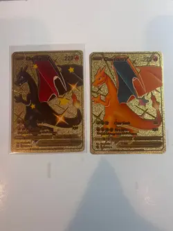 2 CHARIZARD V Claw Slash HP 220 Gold FOIL Pokemon Card Fan Art Display Cards - Image 1