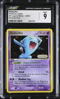 CGC 9 MINT Wobbuffet EX Legend Maker 28/92 Reverse Holo STAMPED Pokemon Card - Image 1