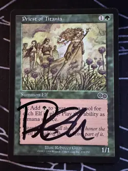 Signed Priest of Titania MTG card Urza's Saga artist Rebecca Guay SOLD AS IS - Image 1