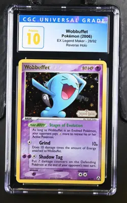 2006 Pokemon EX Legend Maker Wobbuffet Reverse Holo Stamp 28/92 CGC 10 Pristine - Image 1