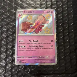 Pokemon TCG Holo Ultra Rare Tinkatuff Baby Shiny Rare Paldean Fates 166/091 - Image 1