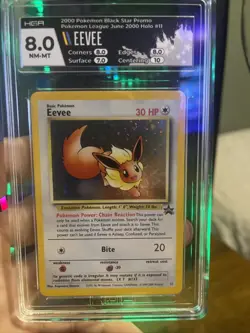 Eevee Pokemon (2000) Black Star Promo- 11 Holo Pokemon league HGA NM/Mint 8.0 - Image 1