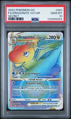 2022 Pokemon Go Full Art Dragonite VSTAR Secret #081 PSA 10 Gem Mint - Image 1