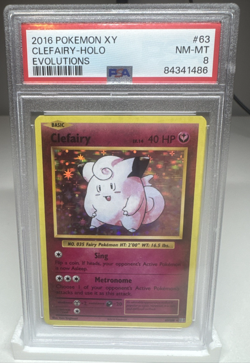 Clefairy Holo 63/108 PSA 8 – 2016 XY Evolutions Pokemon NM-MT - Image 1