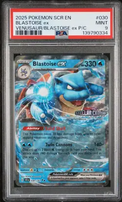 2025 Pokemon SCR EN Venusaur/Blastoise ex P/C #30 Blastoise Ex PSA 9 MINT - Image 1