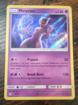 Pokemon Mewtwo Detective Pikachu 12/18 Holo Rare MP - Image 1
