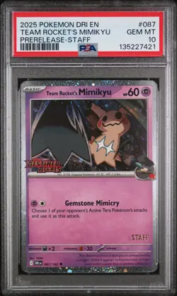 Team Rocket's Mimikyu Prerelease-Staff Pokemon Destined Rivals 087/182 PSA 10 - Image 1