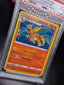 Sp.Delivery Charizard SWSH075 POKEMON CENTER UK HOLO BSP W/ SWIRL 🌀 PSA MINT 9 - Image 5