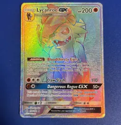 Pokemon Lycanroc GX Secret Rare Full Art Holo 156/145 SM-Guardians Rising 200 HP - Image 1