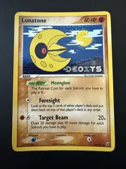 Pokemon TCG EX Deoxys Lunatone 36/107 Stamped Reverse Holo Near Mint - Image 1