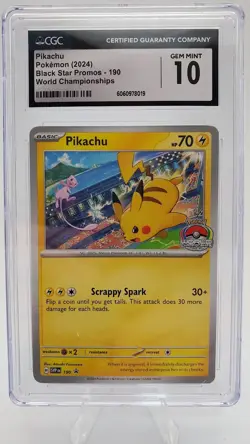 Pokemon Pikachu 190 World Championship Black Star Promo 2024 CGC Gem Mint 10 - Image 1