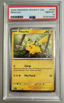 2025 POKEMON HOLIDAY CALENDAR #025 PIKACHU PSA 10 - Image 1